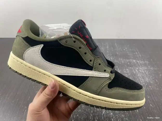 Rep Husky 'BLACK SP AIR SCOTT LOW 1 TRAVIS OLIVE' JORDAN X OG DM7866-002 0618